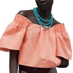 Zara Peach Crop Top Size Small